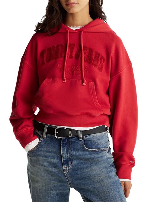 Felpa rossa in cotone Tommy Jeans | DW0DW19413XME